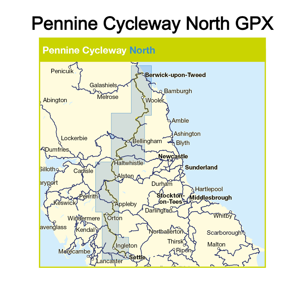 Pennine Cycleway North route coverage map - GPX download 