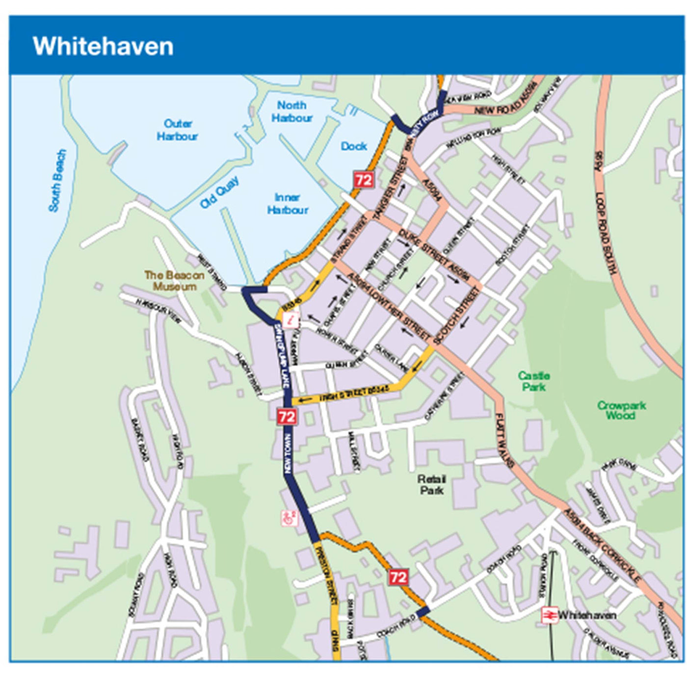 Hadrian's Cycleway cycle route map - Town sample, Whitehaven
