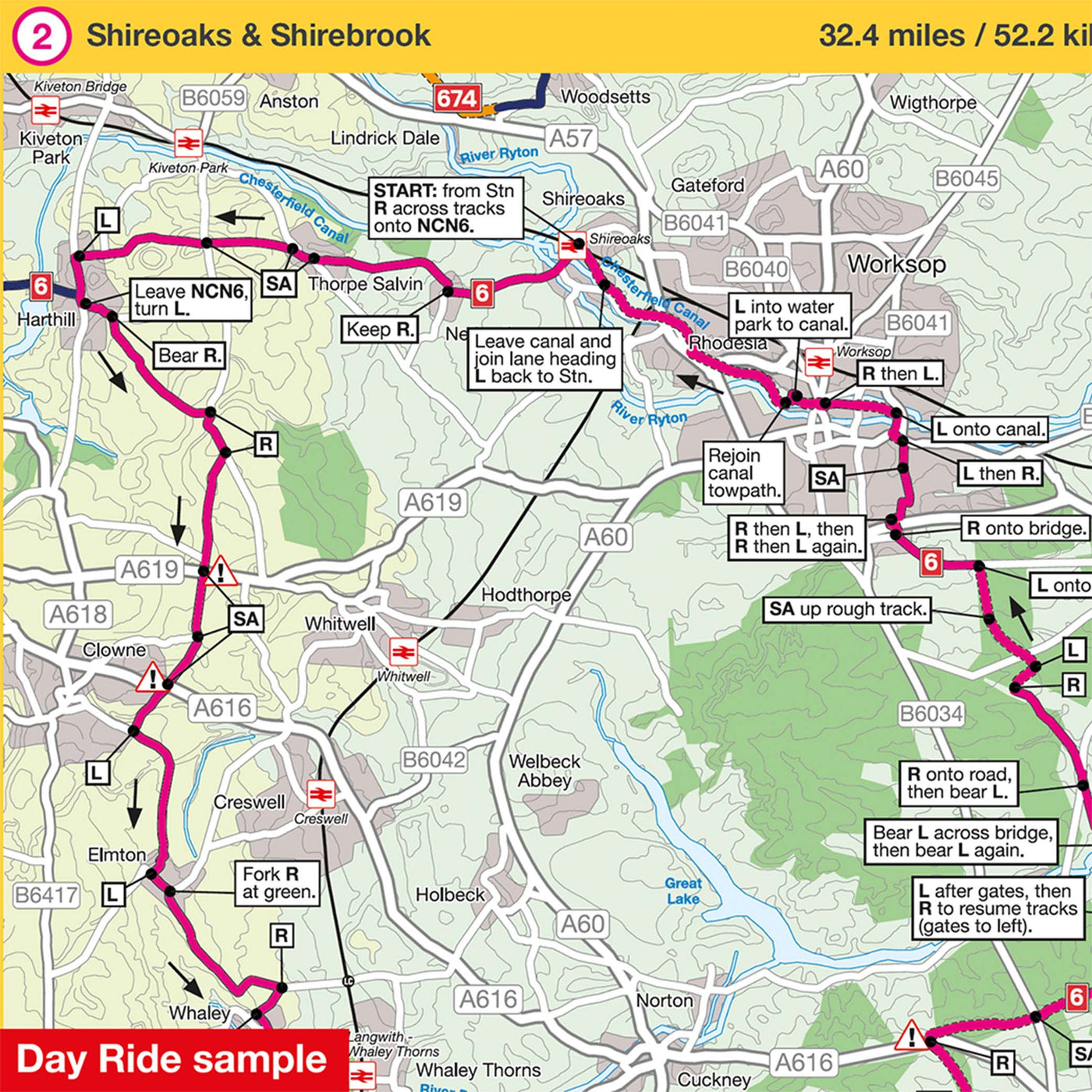 Day ride sample from Sustrans' Peak District cycle map