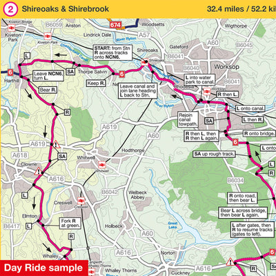 Day ride sample from Sustrans' Peak District cycle map
