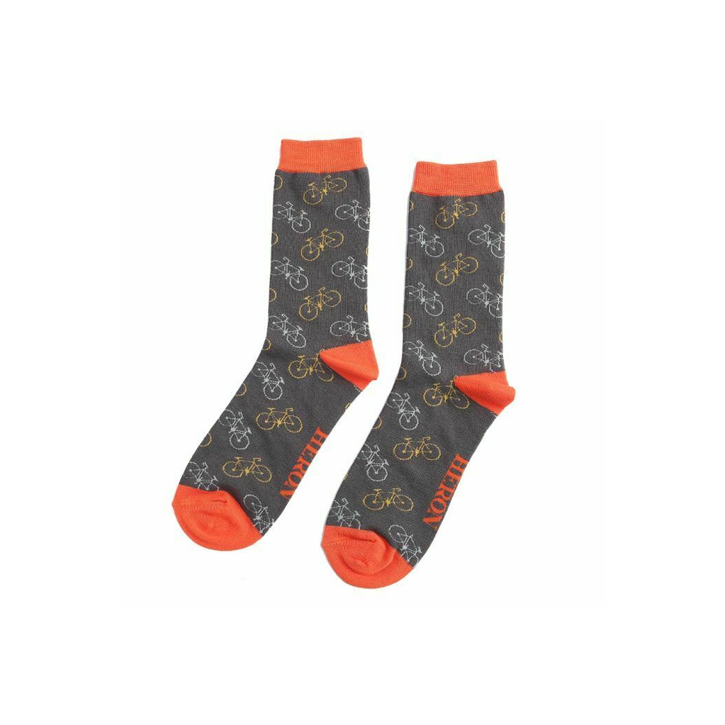 Charcoal and orange little bike socks