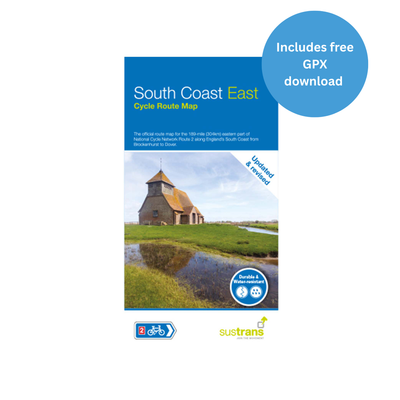 South Coast East Cycle Route Map. Free GPX with route cycle map purchase. 