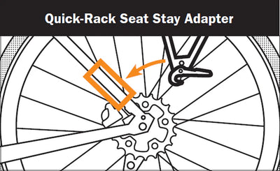 Diagram of a bicycle wheel with a quick-rack seat stay adapter labeled.