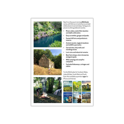 Inside preview of guidebook: rivers, lakes, waterfalls, wild swims, scrambles, gorges, ruins, holy wells, campsites and more.