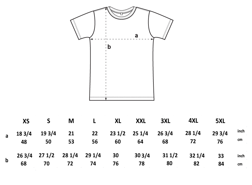 T-shirt sizing chart