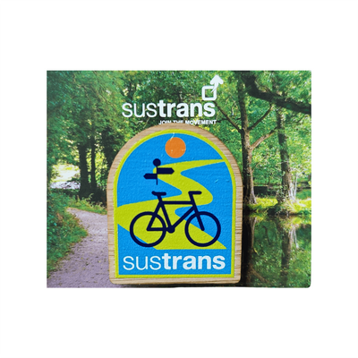 Sustrans bamboo pin badge