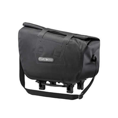 Black Trunk-Bag by Ortlieb. Bike bag with a visible Ortlieb logo.