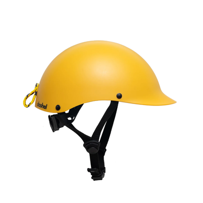 Kids yellow helmet by dashel. Made from recycled sea nets. 