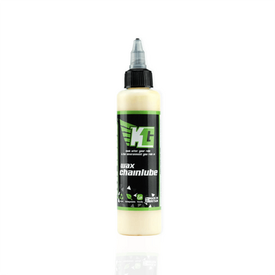 Kingud high performance wax chain lube in 100ml bottle with captive cap lid. 
