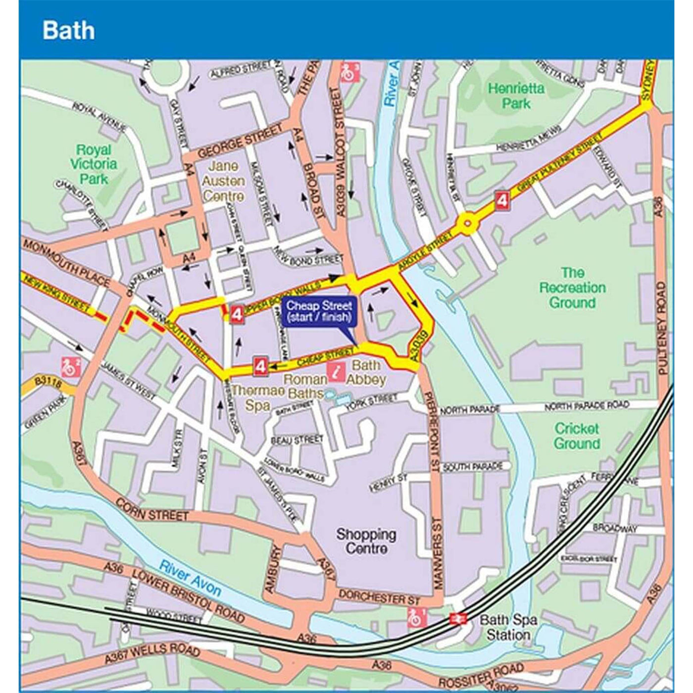 Bath to Bournemouth cycle route map sample