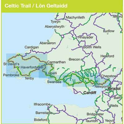 Celtic Trail Map / Lôn Geltaidd Map Llwybr Beicio | Chepstow to St Davids Cycle Route (Route 4/47)