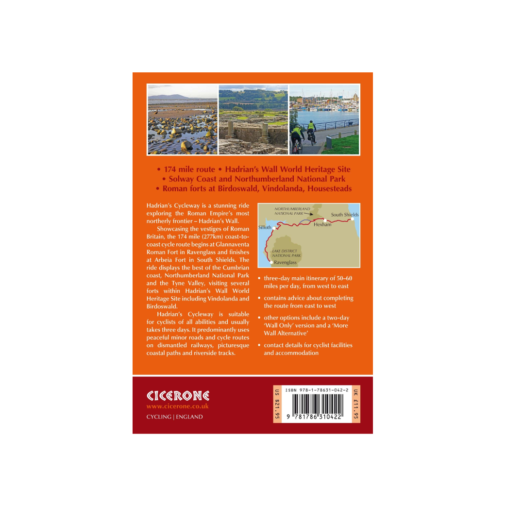 Hadrian's cycleway back cover: 174 mile route, coast to coasr