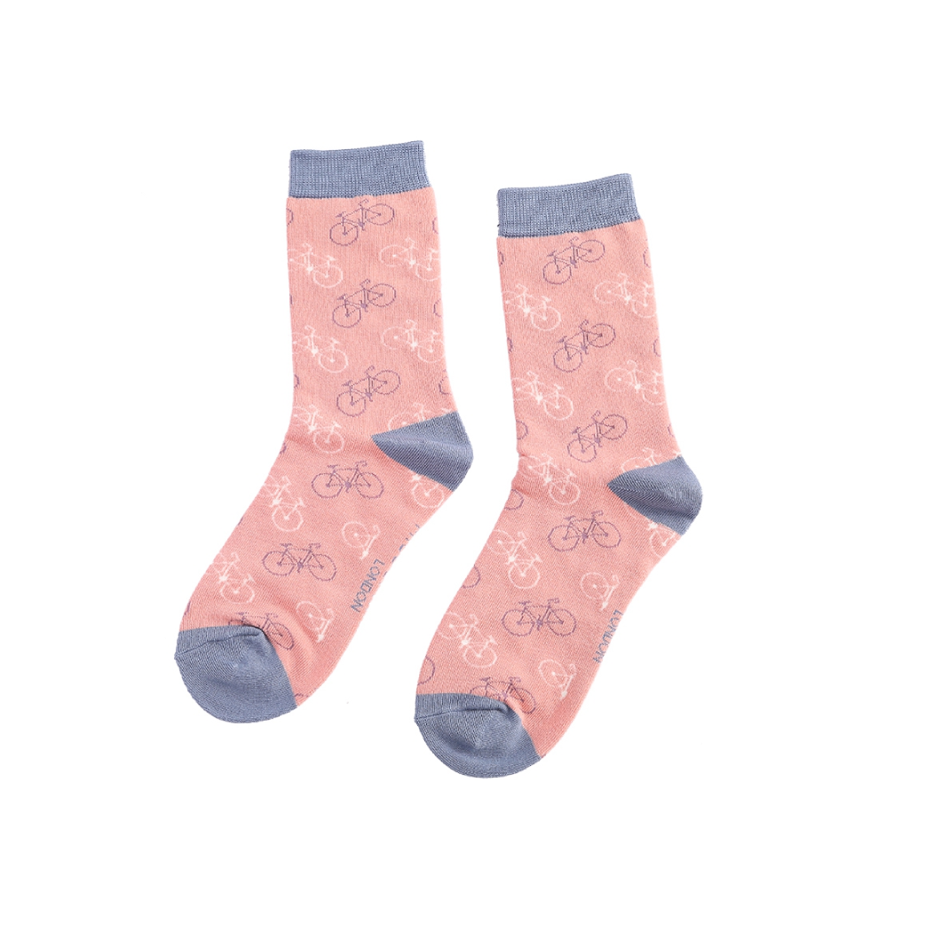 Dusky pink little bike patterned socks 
