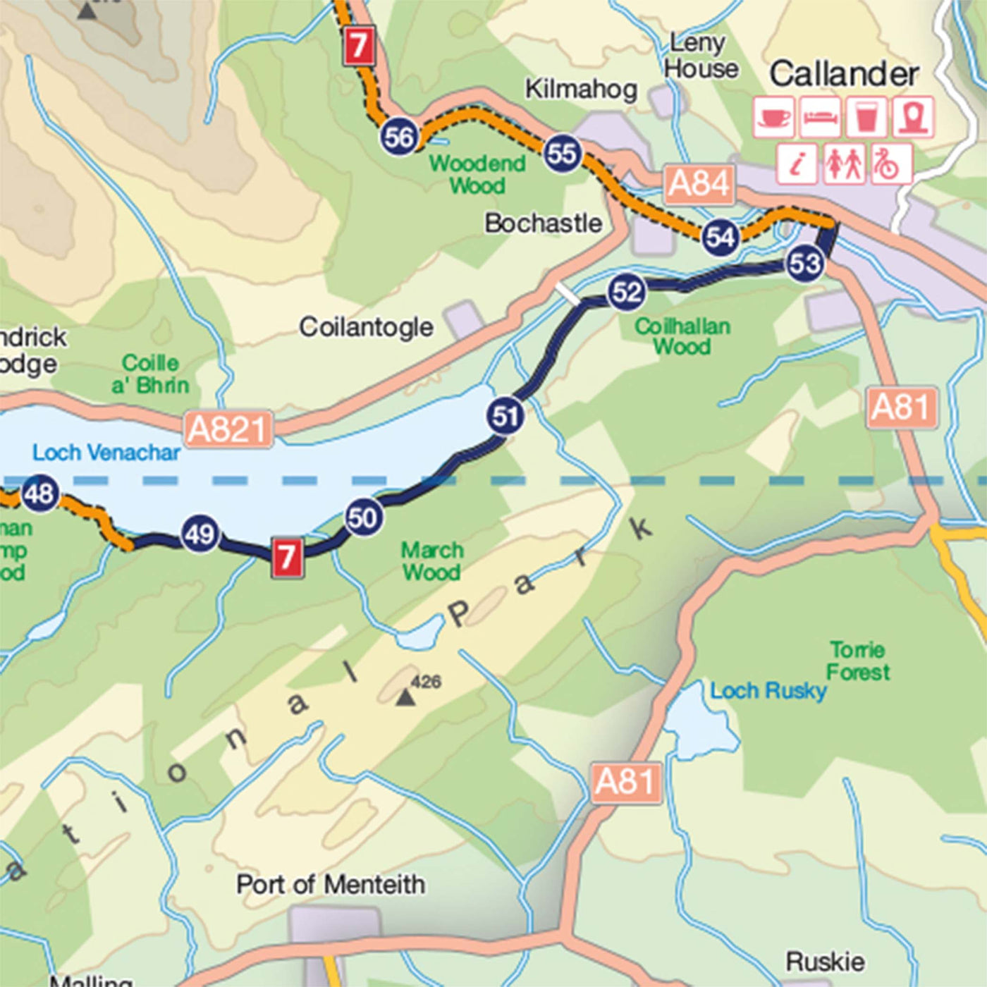 Loch and Glens North cycle route map sample