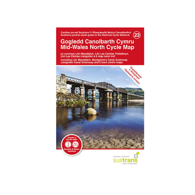 Cover: Mid-Wales North cycle map 23. Pocket sized map. Updated 2021. 