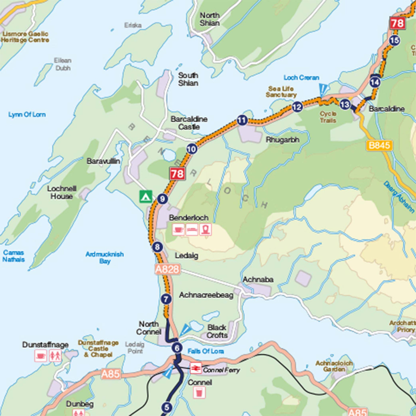 Oban to Inverness Cycle Route map sample 