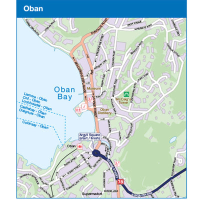 Oban to Inverness map - town centre sample 