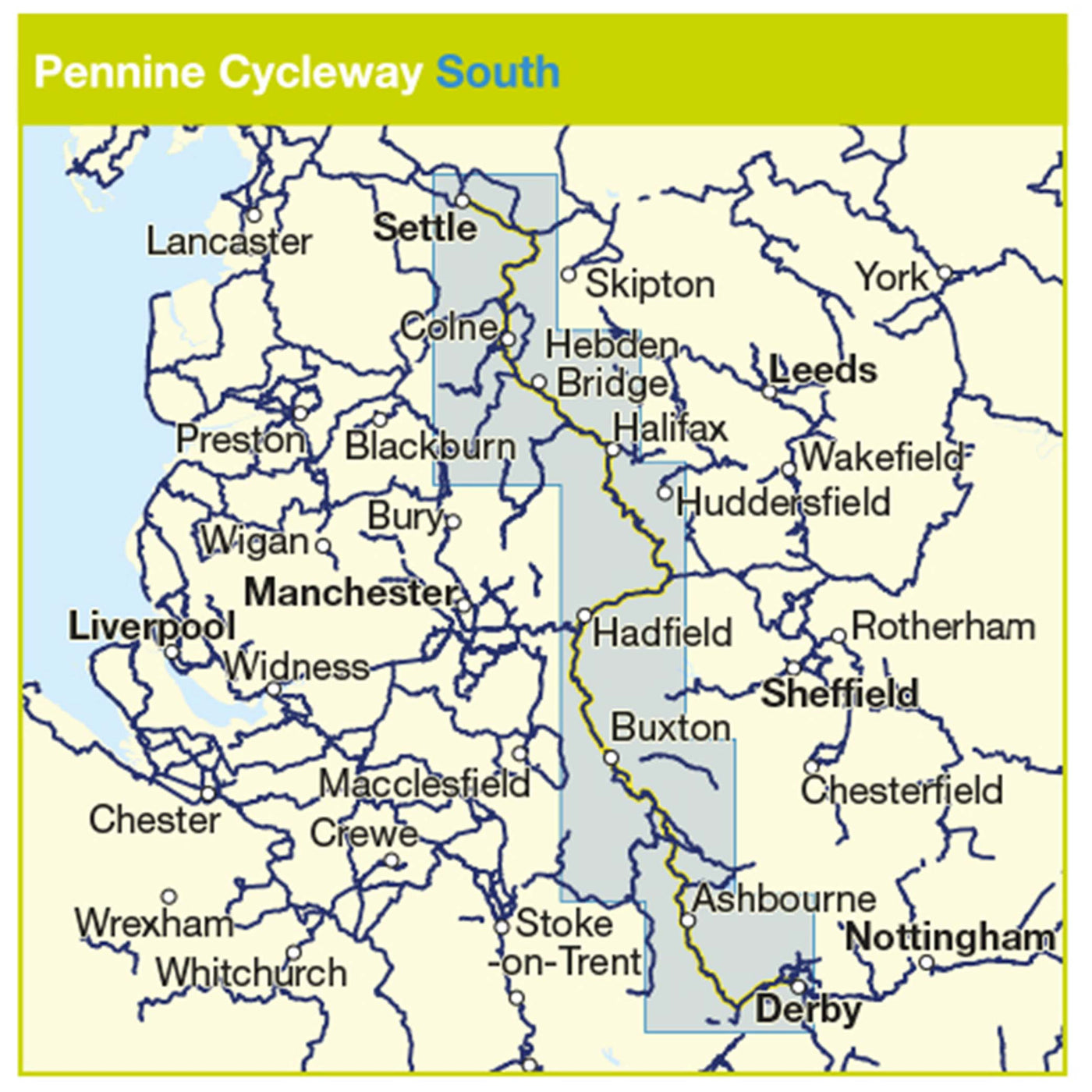 Pennine Cycleway South route coverage 