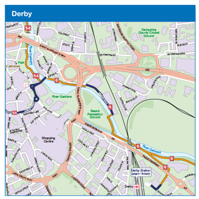 Pennine Cycleway South - town centre sample - Derby 