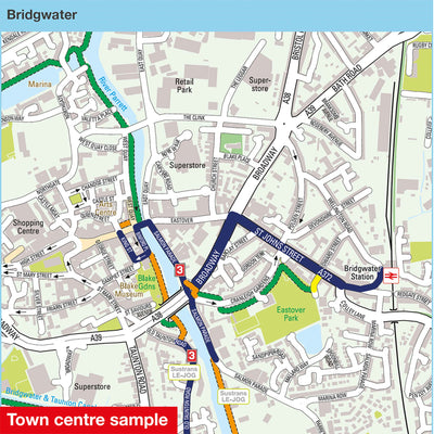 Somerset cycle map:  Bridgwater town centre sample