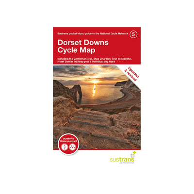 Sustrans Dorset Downs Cycle Map 5. Pocket sized cycle map, printed on water resistant paper. Updated and revised 2021. 