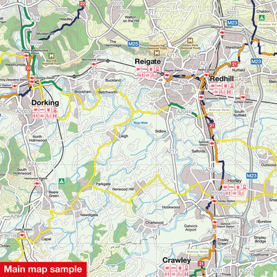 Main map sample: Reigate, Redhill, Dorking, Crawley