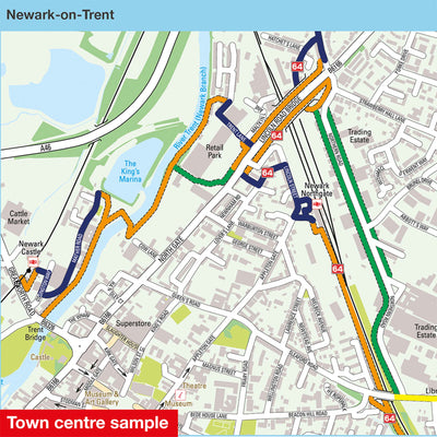 Town centre sample: Newark-on-Trent, featuring route 64