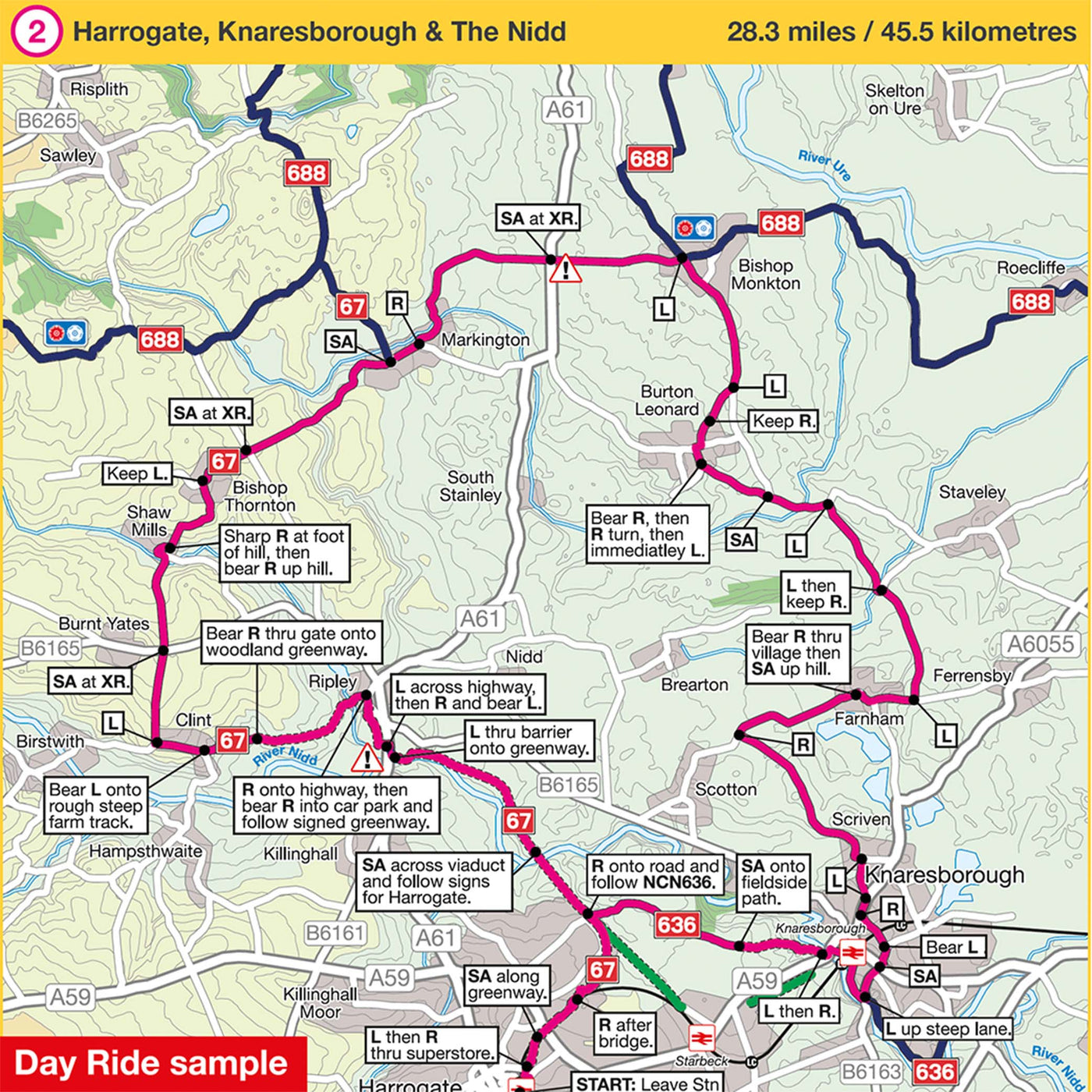 Day ride sample: Harrogate, Knaresborough and The Nidd, 28.3 miles