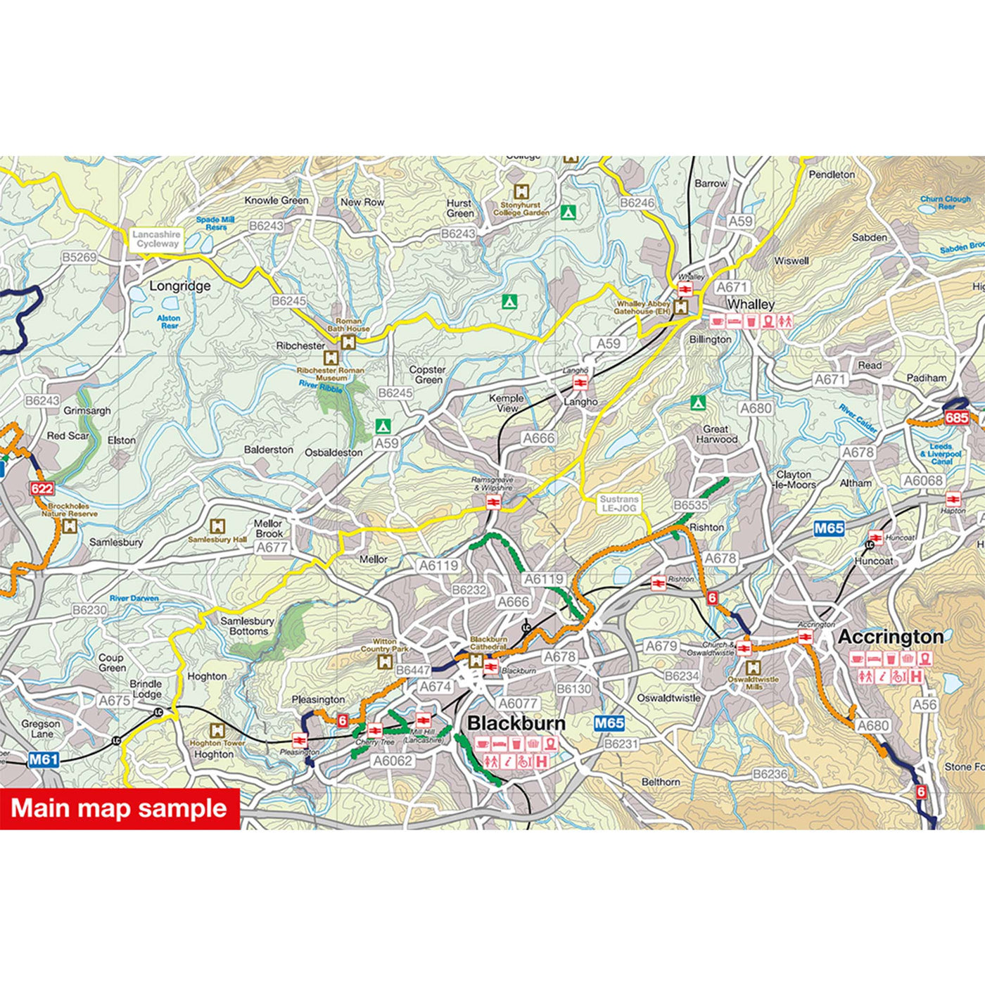Main map sample of the Lancashire cycle map