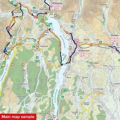 Main map sample of the South Cumbria & the Lake District cycle map