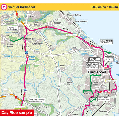 Day ride sample: West of Hartlepool, 30 miles
