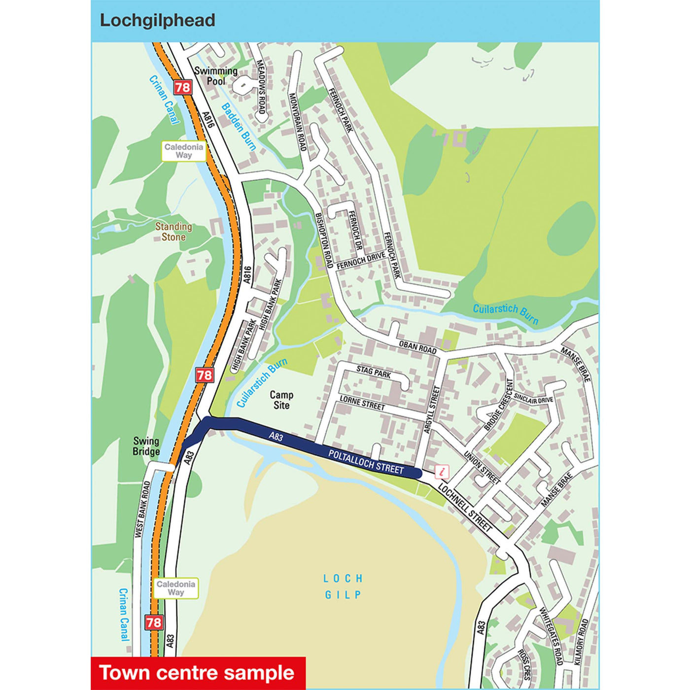 Town centre sample: Lochgilphead, featuring route 78