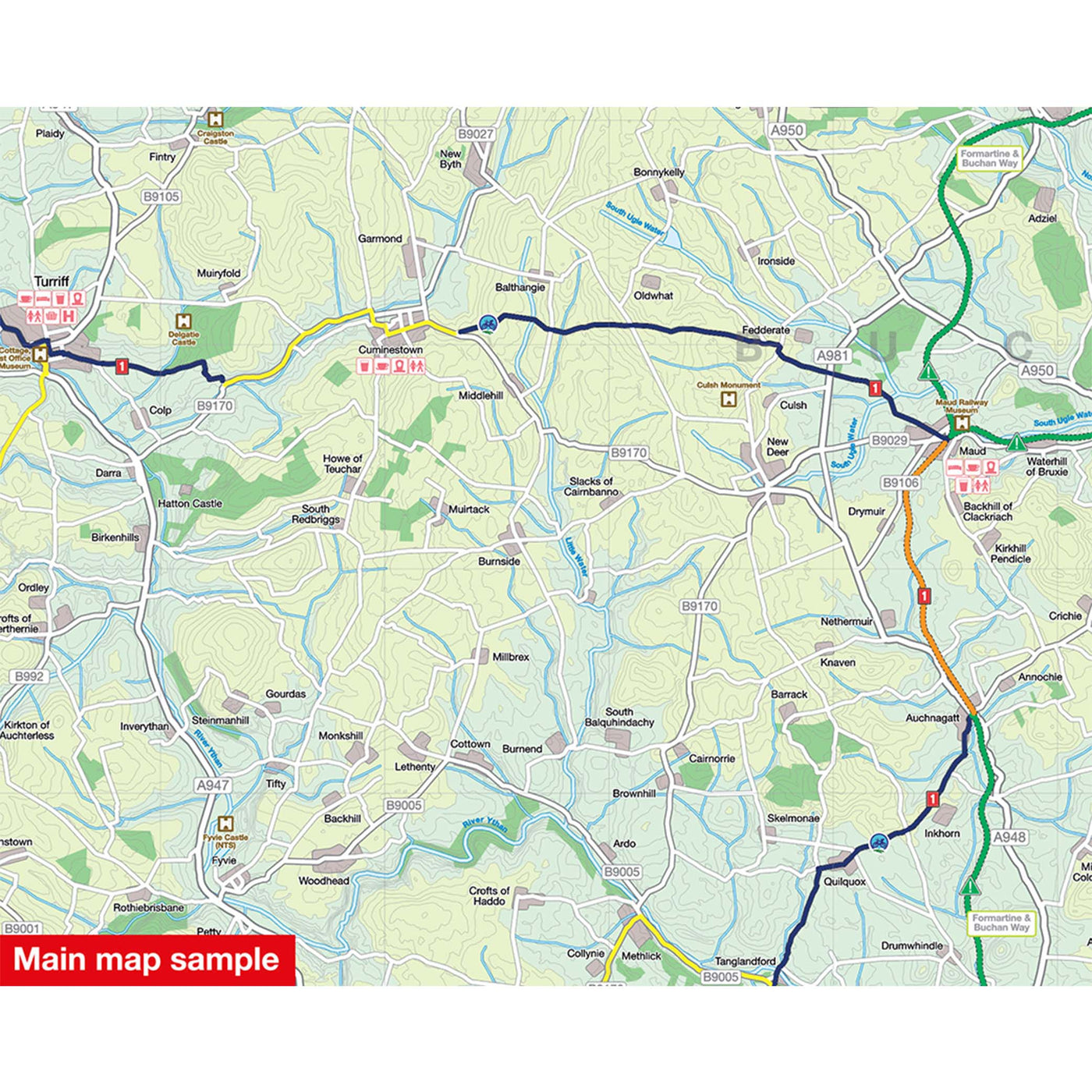 Main map sample of Aberdeenshire cycle map