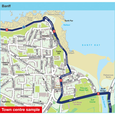 Town centre sample: Banff, featuring route 1