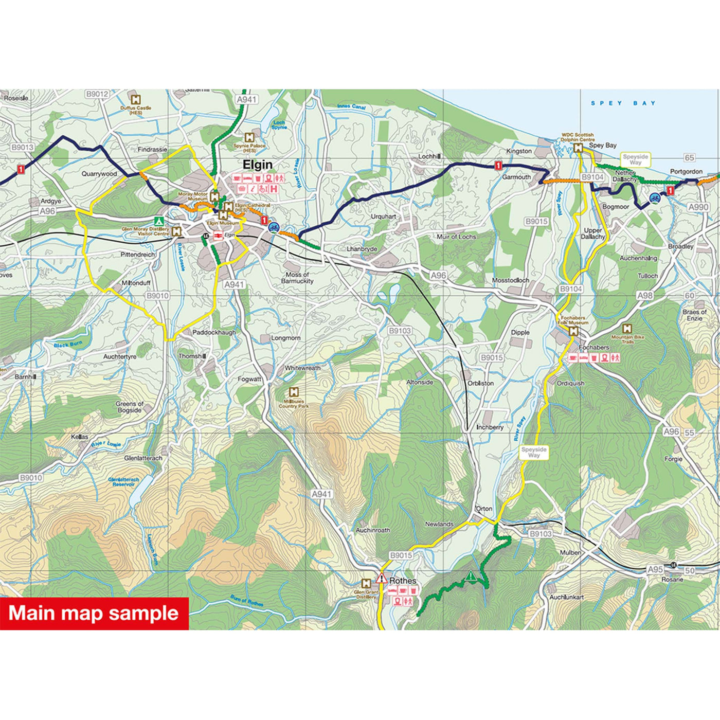Main map sample of Cairngorms and the Moray Coast cycle map