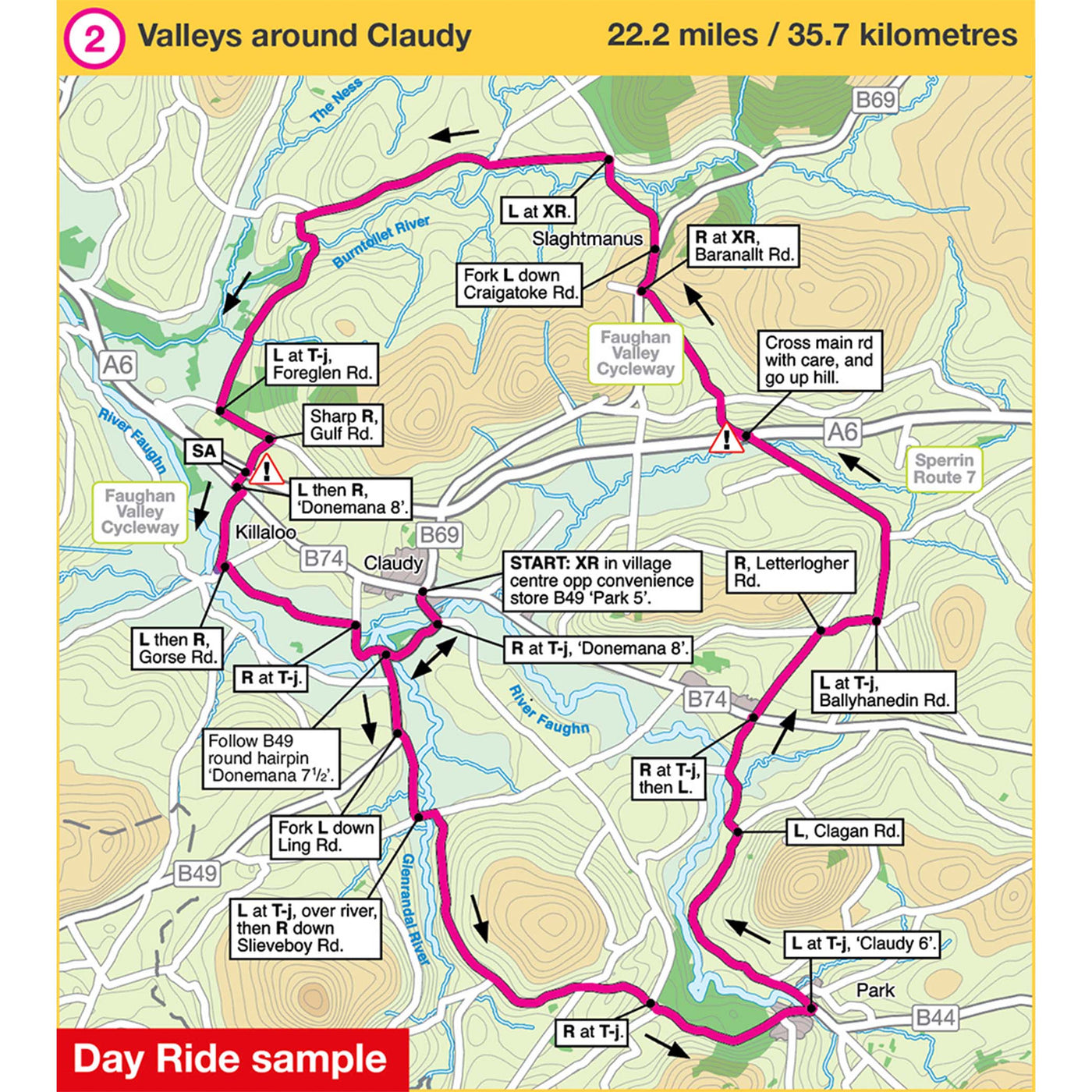 Day ride sample: Valleys around Claudy, 22.2 miles