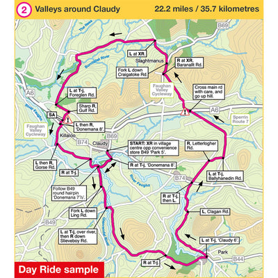 Day ride sample: Valleys around Claudy, 22.2 miles