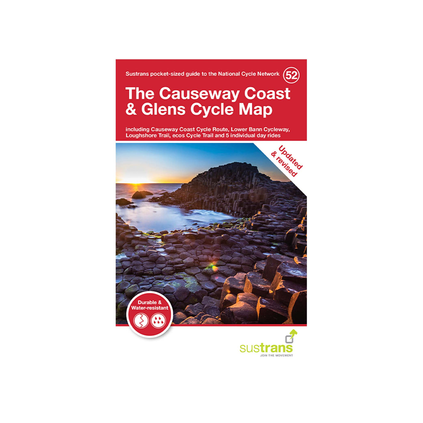 Sustrans The Causeway Coast & Glens Cycle Map (52). Pocket sized cycle map. Updated and revised 2021. 