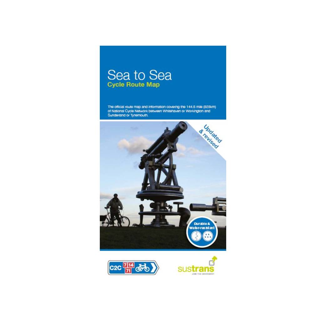 Sea to Sea cycle route map - 144.5 miles between Whitehaven or Workington and Sunderland or Tynemouth 