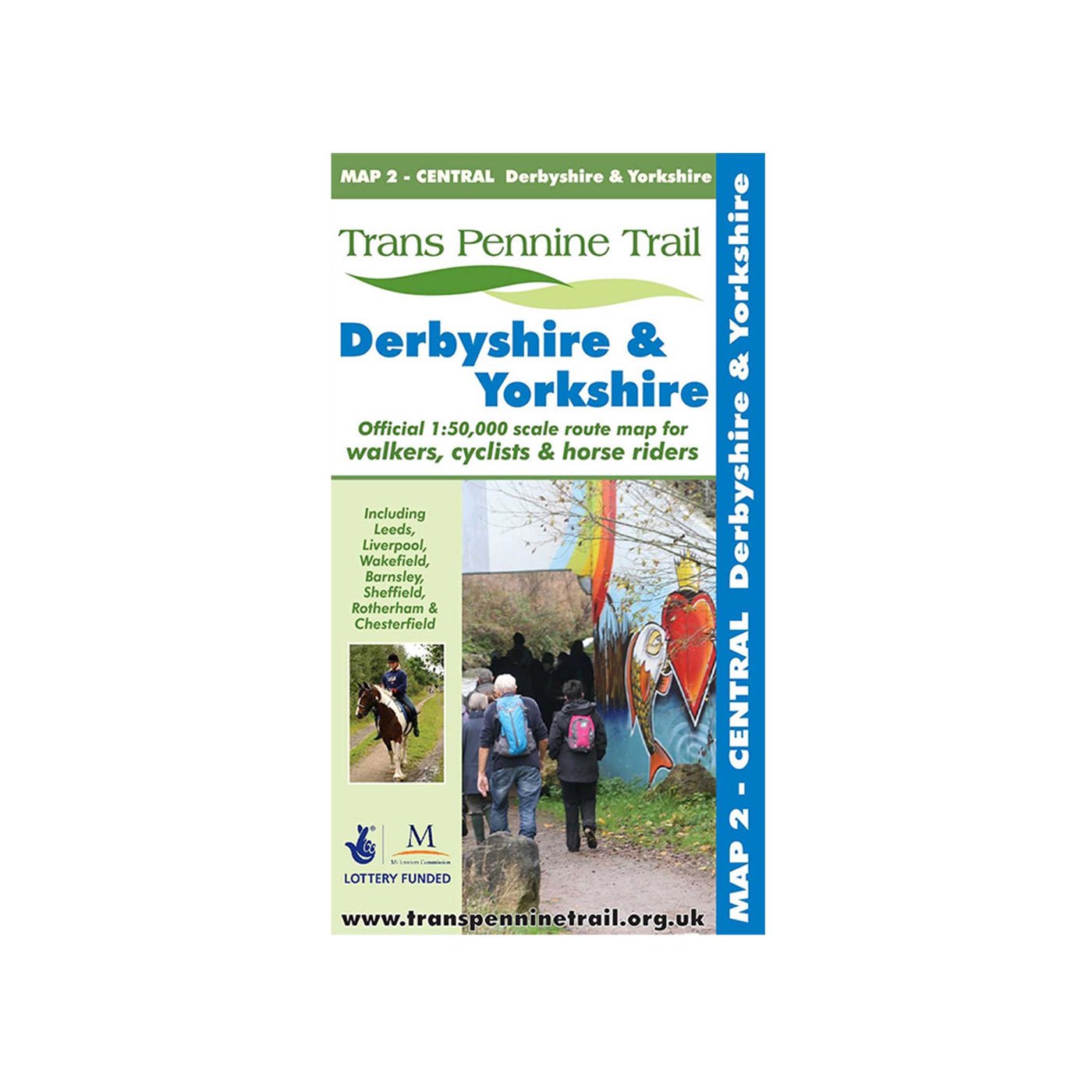 Trans Pennine Trail map 2 - Central Derbyshire & Yorkshire. Official cycle map for walkers, cyclists and horse riders. 