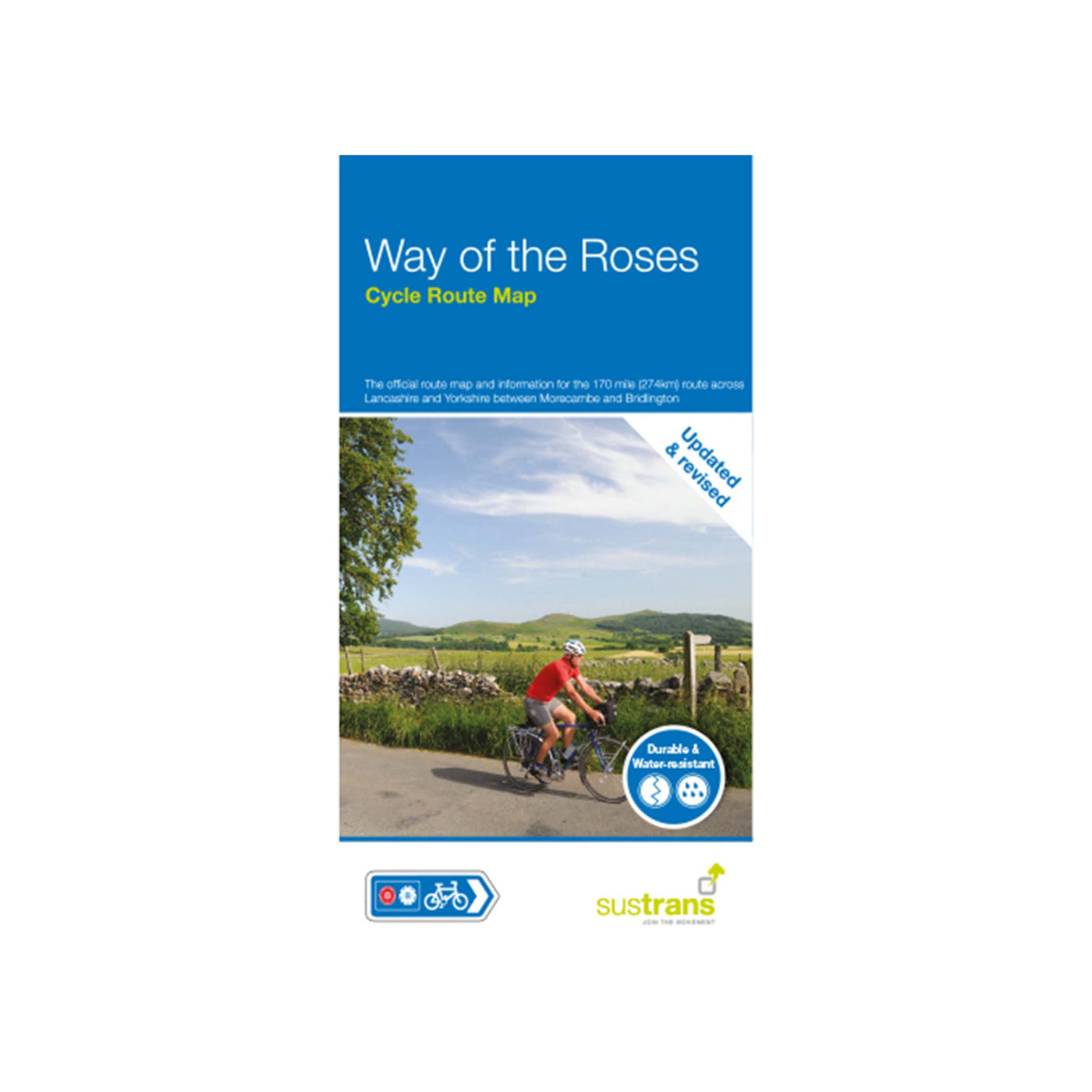 Way of the Roses cycle route map - updated 2021 and printed on water resistant paper. 