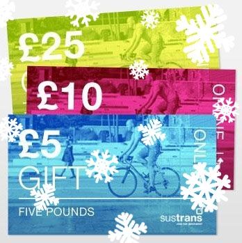 Sustrans shop gift card. Amounts available: £5, £10, £25, £50, £100