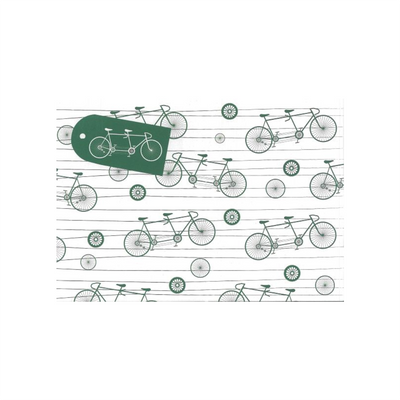 Green tandem bike print wrapping paper 