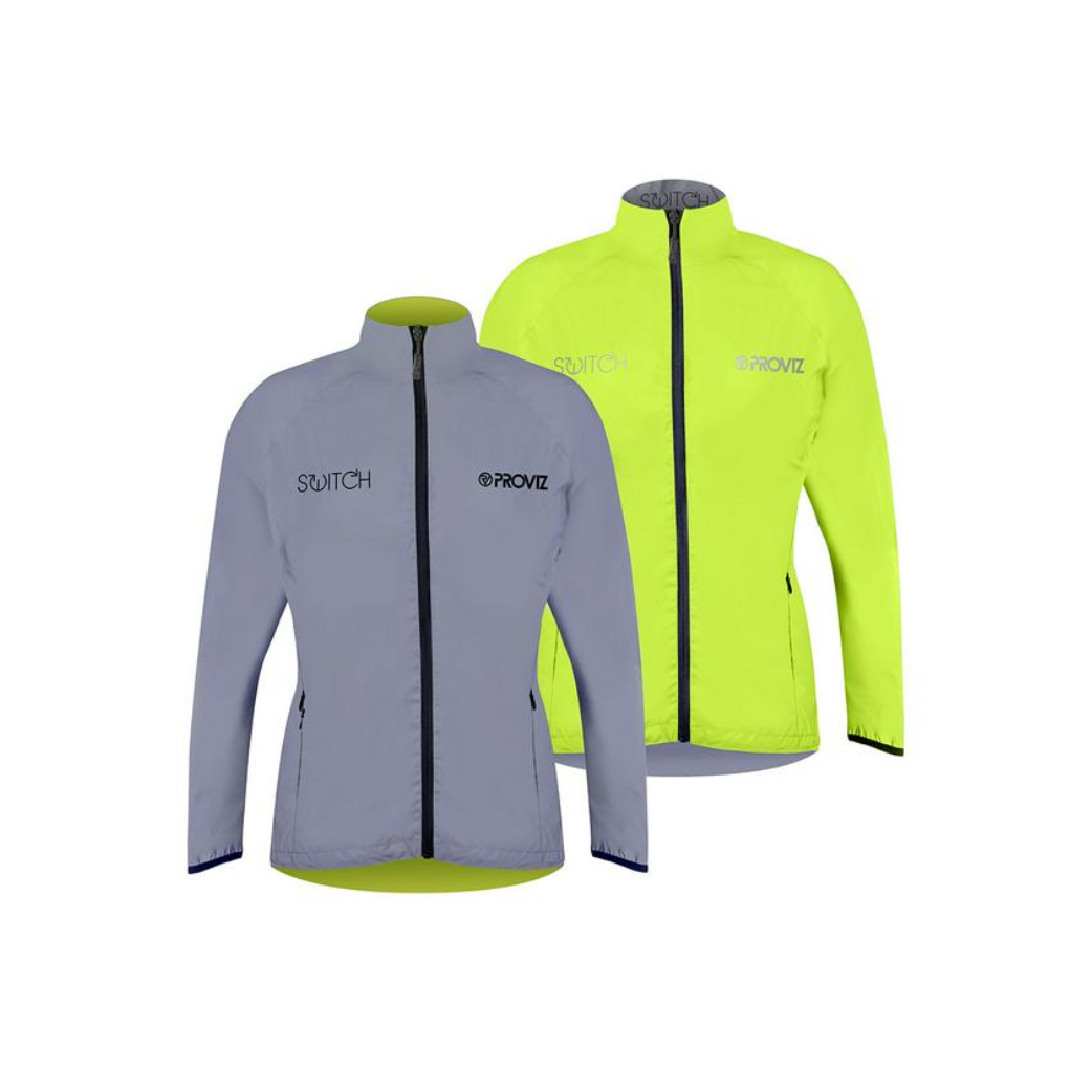 Proviz Switch women's cycling jacket in silver and yellow