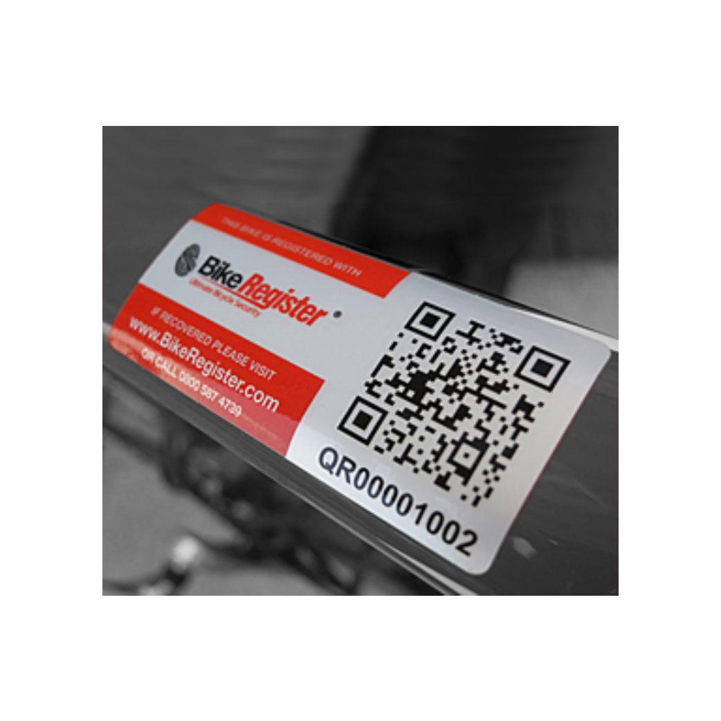 BikeRegister tamper resistant label 